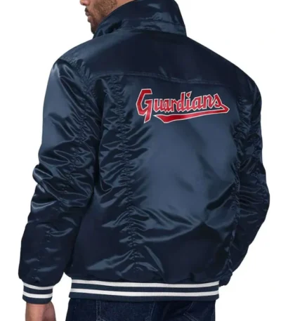 Cleveland Guardians Satin Navy Trucker Jacket
