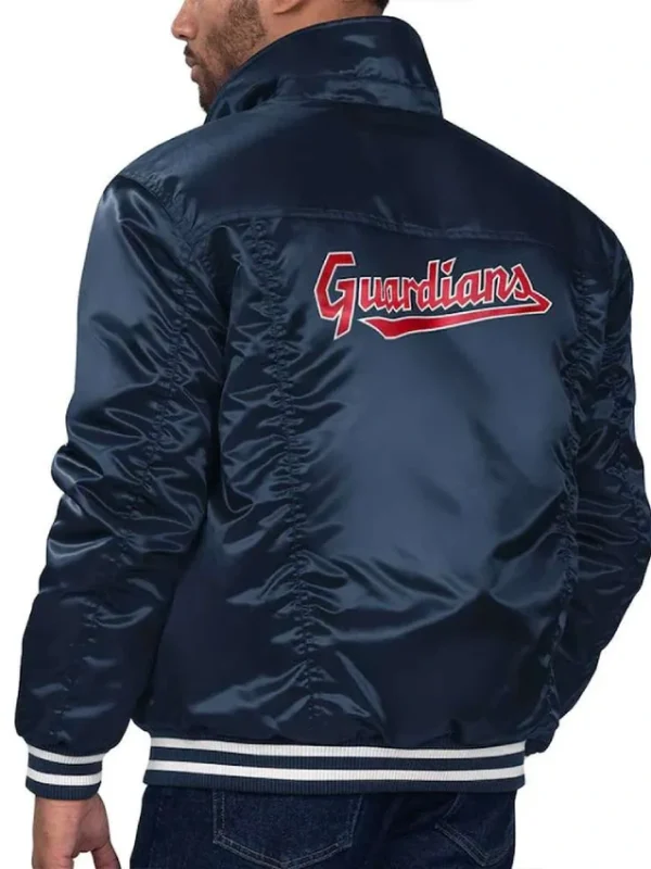 Cleveland Guardians Satin Navy Trucker Jacket