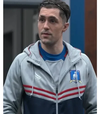 Phil Dunster Ted Lasso Grey and Blue Hooded Jacket