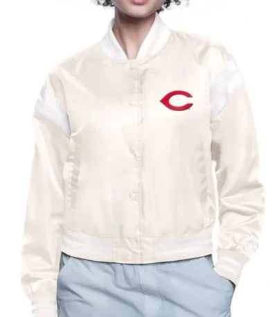 Printed Logo Cincinnati Reds Varsity Satin Jacket