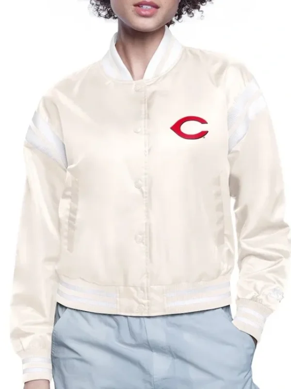 Printed Logo Cincinnati Reds Varsity Satin Jacket