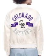 Colorado Rockies Printed Logo Varsity Satin Jacket