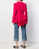 Ted Lasso S2 Keeley Pink Heart Button Wool Blazer
