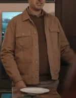 The Afterparty Walt Beige Cotton Chore Trucker Shirt Jacket