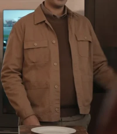 The Afterparty Walt Beige Cotton Chore Trucker Shirt Jacket