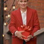 The Christmas Charade Rachel Skarsten Red Wool Coat