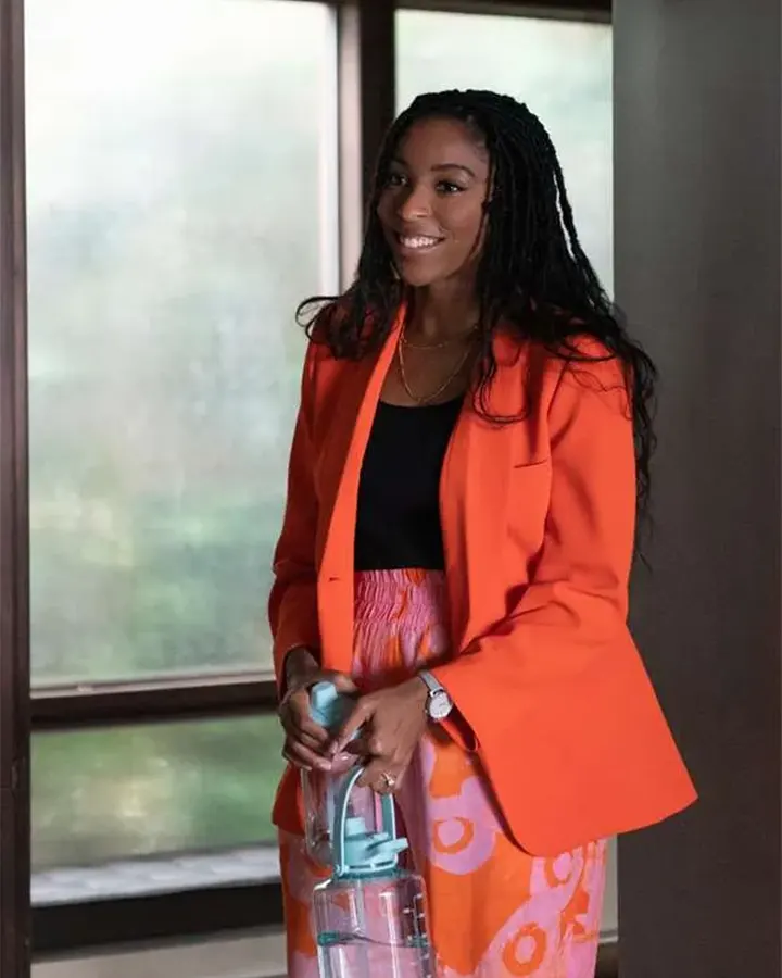Shrinking 2023 Jessica Williams Orange Blazer Shrinking 2023 Jessica Williams Orange Blazer