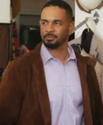 Shrinking S03 Damon Wayans Jr. Brown Suede Jacket