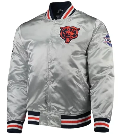 Silver Chicago Bears Satin Jacket