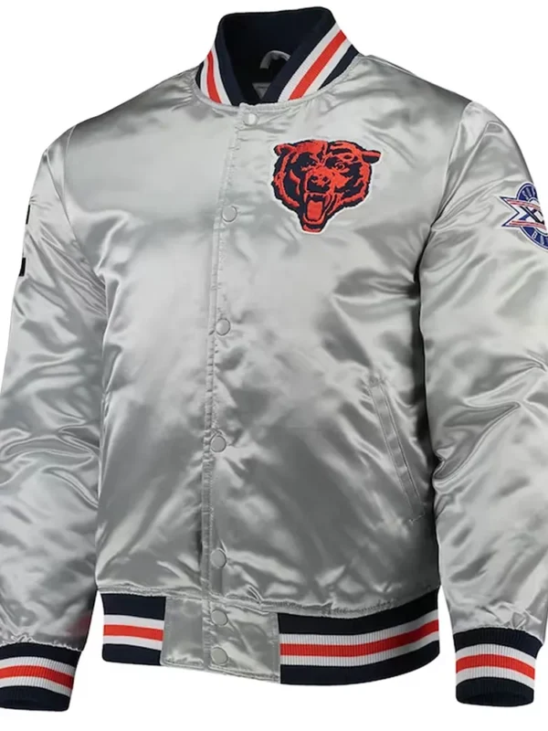 Silver Chicago Bears Satin Jacket