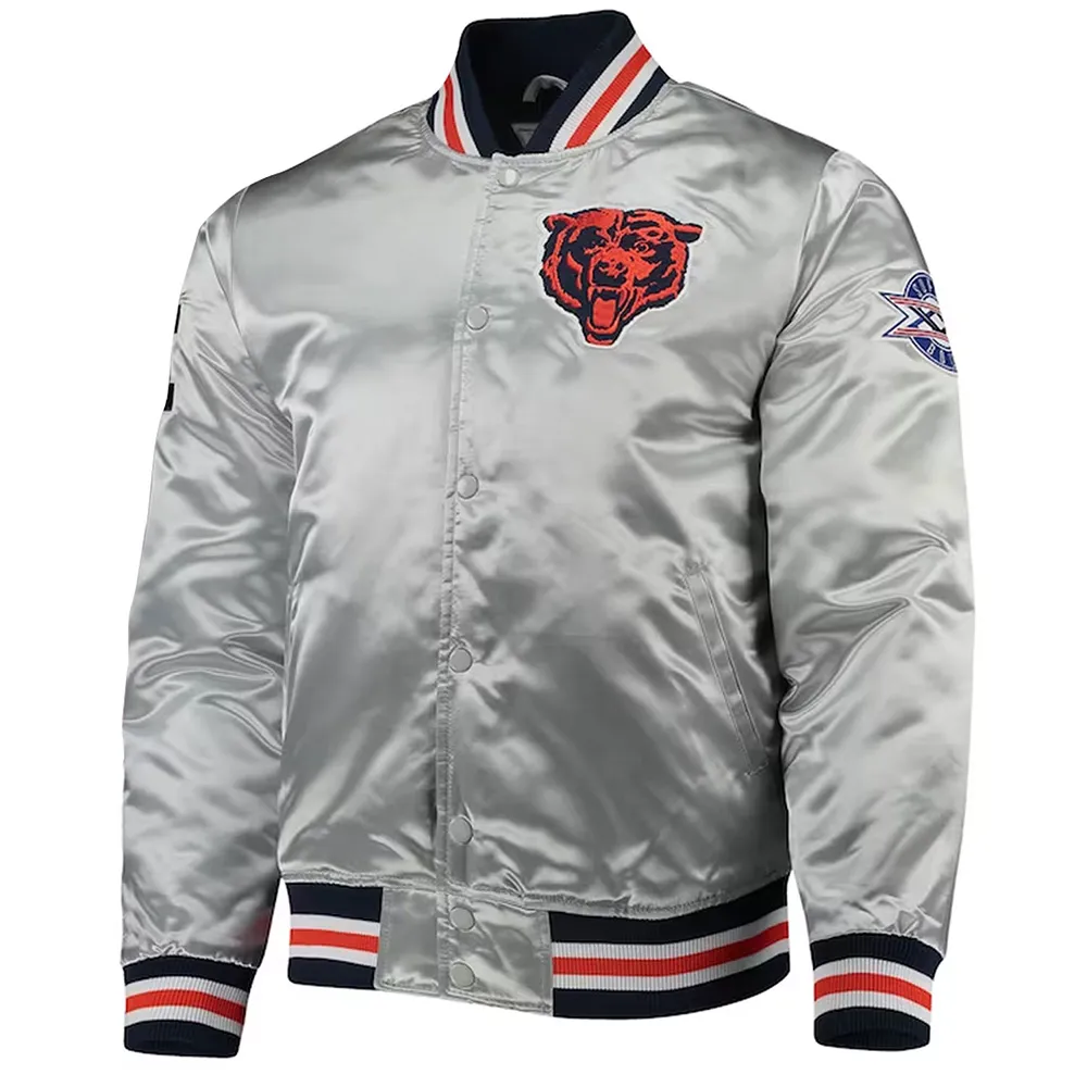 Silver Chicago Bears Satin Jacket Silver Chicago Bears Satin Jacket