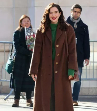 Something from Tiffany’s Zoey Deutch Brown Long Coat