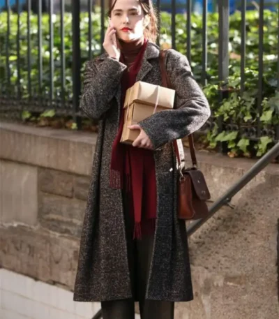 Something from Tiffany’s Zoey Deutch Grey Coat
