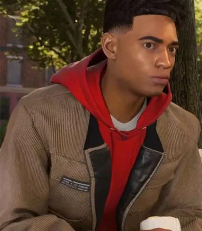 Spider-Man 2 Miles Morales Brown Corduroy Jacket