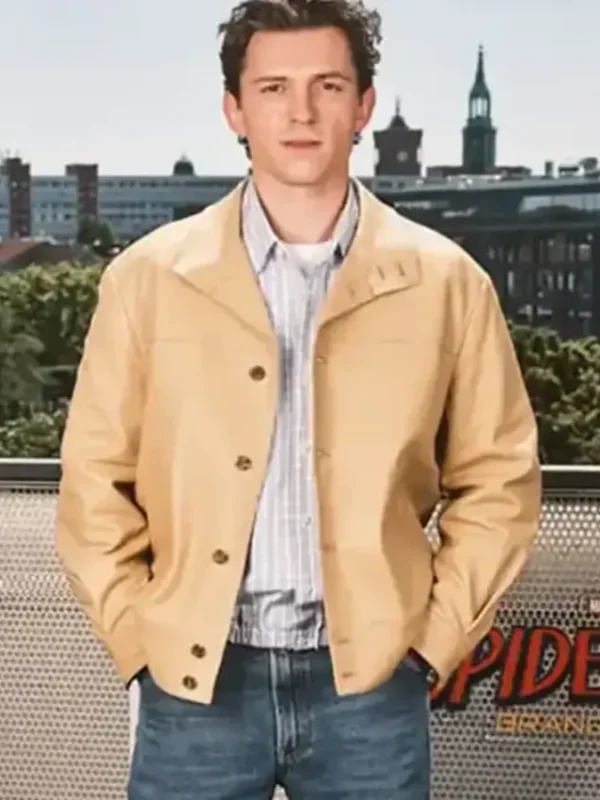 Spider Man Promo Tom Holland 2026 Tan Jacket