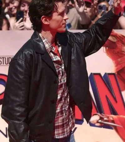 Spider Man Promotional Event Tom Holland Leather Jacket