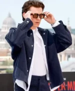 Spider Man Rome Premiere Tom Holland Blue Wool Jacket