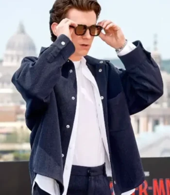 Spider Man Rome Premiere Tom Holland Blue Wool Jacket
