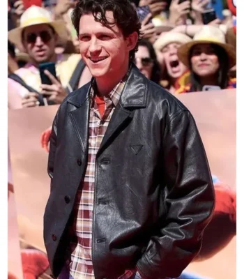 Spider Man Promotional Event Tom Holland Leather Jacket