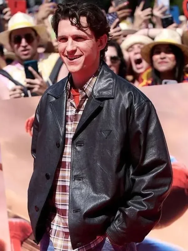 Spider Man Promotional Event Tom Holland Leather Jacket