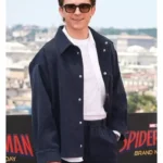 Spider Man Rome Premiere Tom Holland Blue Wool Jacket