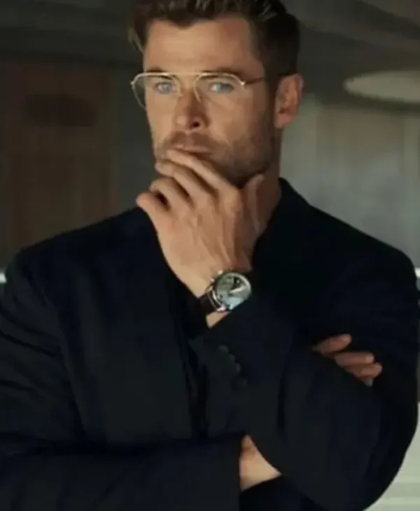 Spiderhead Chris Hemsworth Black Blazer Jacket
