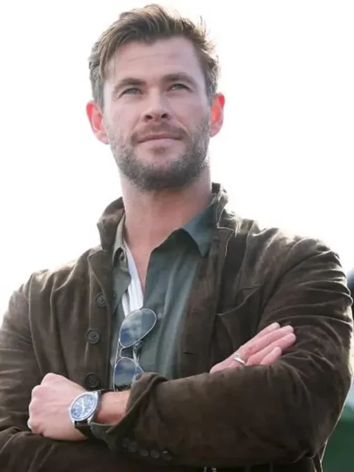 Spiderhead Chris Hemsworth Suede Brown Jacket Spiderhead Chris Hemsworth Suede Brown Jacket