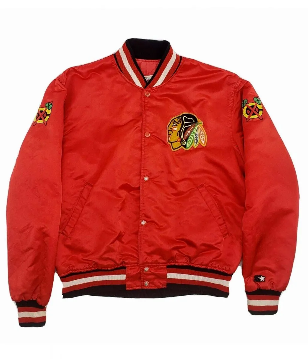 Starter Bomber Chicago Blackhawks 80?s Satin Jacket Starter Bomber Chicago Blackhawks 80?s Satin Jacket