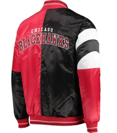 Starter Chicago Blackhawks Satin Red and Black Jacket