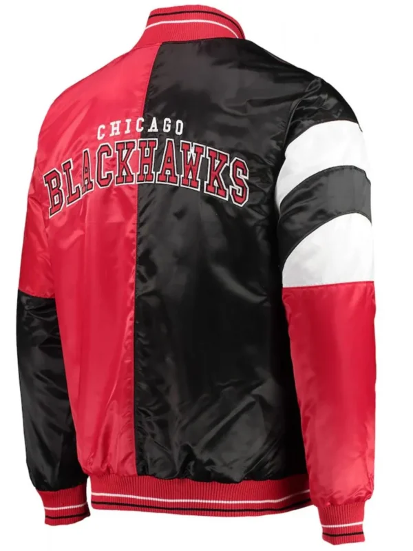 Starter Chicago Blackhawks Satin Red and Black Jacket