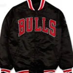 Starter Chicago Bulls Black Satin Bomber Jacket