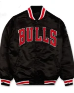 Starter Chicago Bulls Black Satin Bomber Jacket
