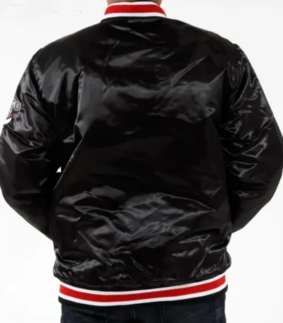 Starter Chicago Bulls Black Satin Bomber Jacket