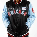Starter Chicago Cubs Color Block Bomber Varsity Satin Jacket