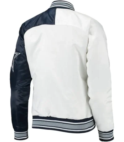 Starter Dallas Cowboys Endzone White and Blue Satin Jacket