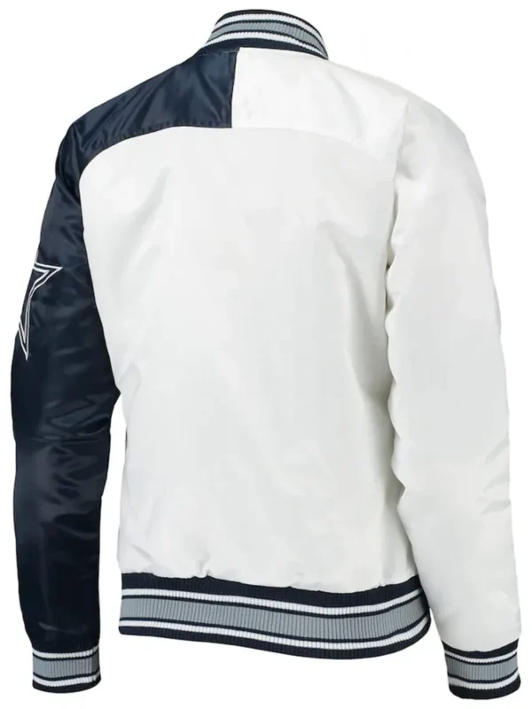Starter Dallas Cowboys Endzone White and Blue Satin Jacket