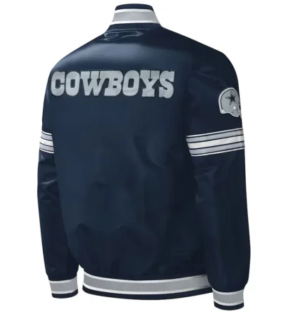 Starter Midfield Dallas Cowboys Navy Full-Snap Varsity Satin Jacket