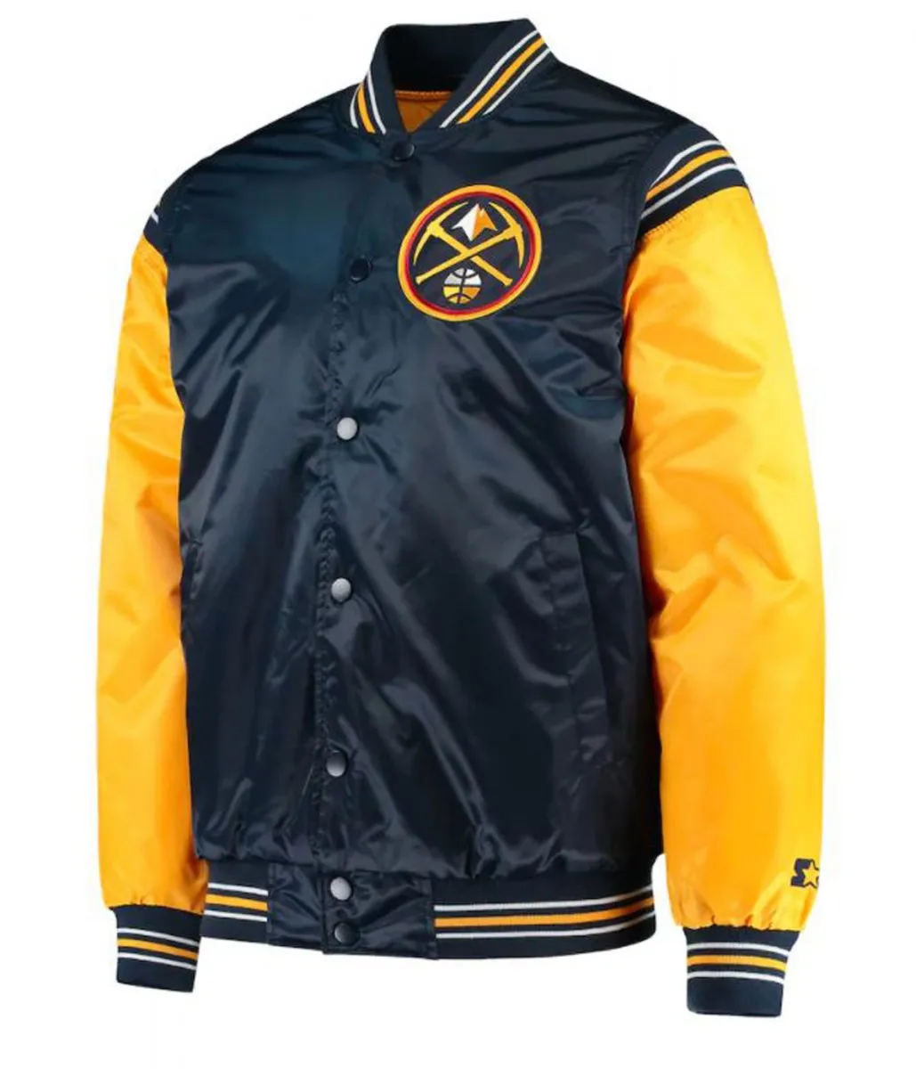 Starter Varsity Denver Nuggets Satin Blue and Yellow Jacket Starter Varsity Denver Nuggets Satin Blue and Yellow Jacket