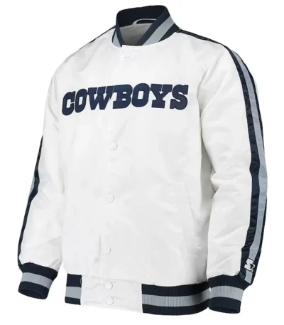 Starter White Dallas Cowboys Throwback D-Line Full-Snap Satin Jacket