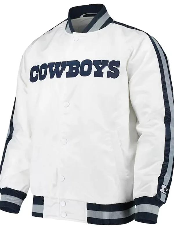 Starter White Dallas Cowboys Throwback D-Line Full-Snap Satin Jacket