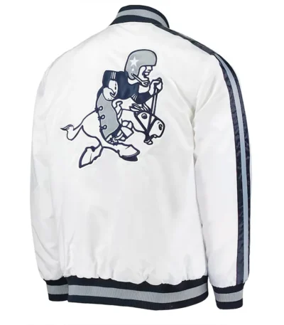 Starter White Dallas Cowboys Throwback D-Line Full-Snap Satin Jacket