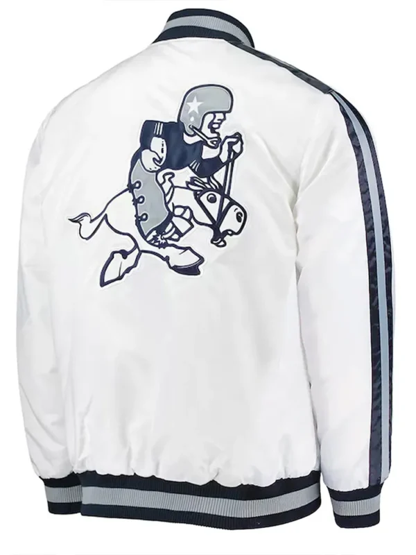 Starter White Dallas Cowboys Throwback D-Line Full-Snap Satin Jacket