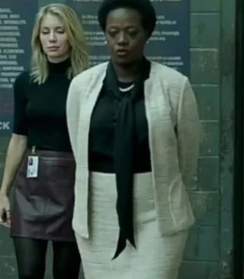 Suicide Squad Amanda Waller White Wool Jacket
