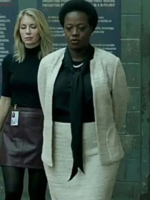 Suicide Squad Amanda Waller White Wool Jacket