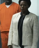 Suicide Squad Amanda Waller White Wool Jacket
