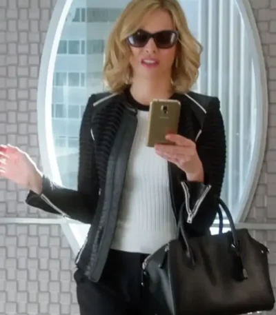 Supergirl S01 EP19 Cat Grant Black Textured Jacket
