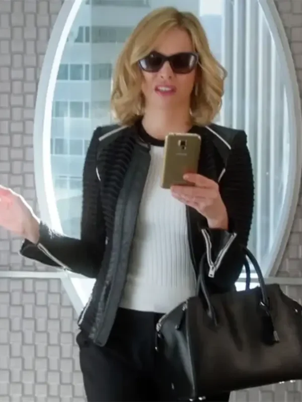 Supergirl S01 EP19 Cat Grant Black Textured Jacket