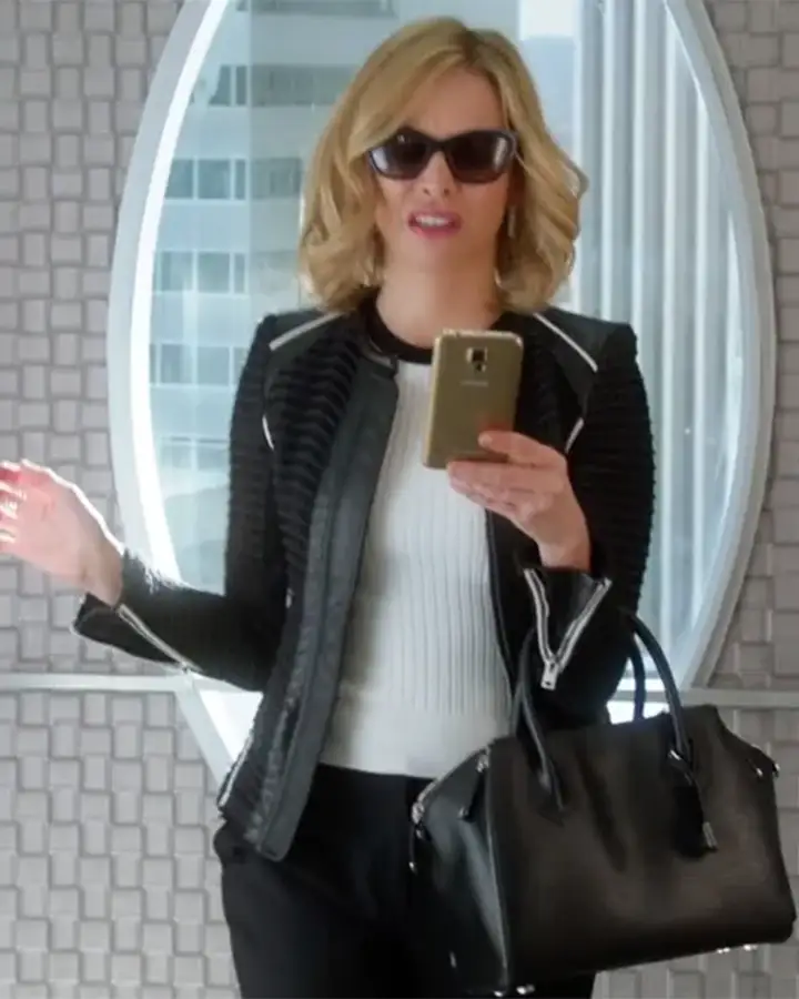Supergirl S01 EP19 Cat Grant Black Textured Jacket Supergirl S01 EP19 Cat Grant Black Textured Jacket