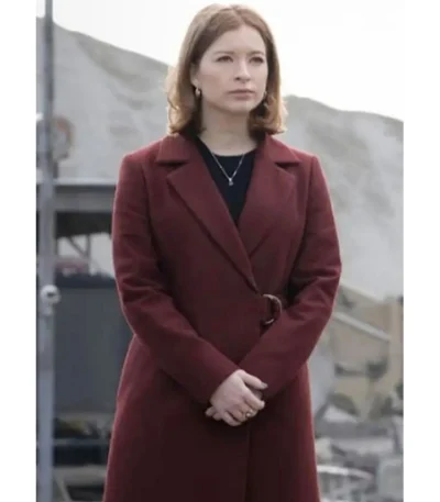 Superman And Lois Leslie Wool Maroon Notch Collar Coat