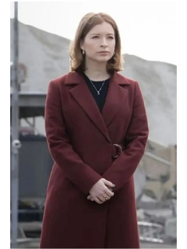 Superman And Lois Leslie Wool Maroon Notch Collar Coat
